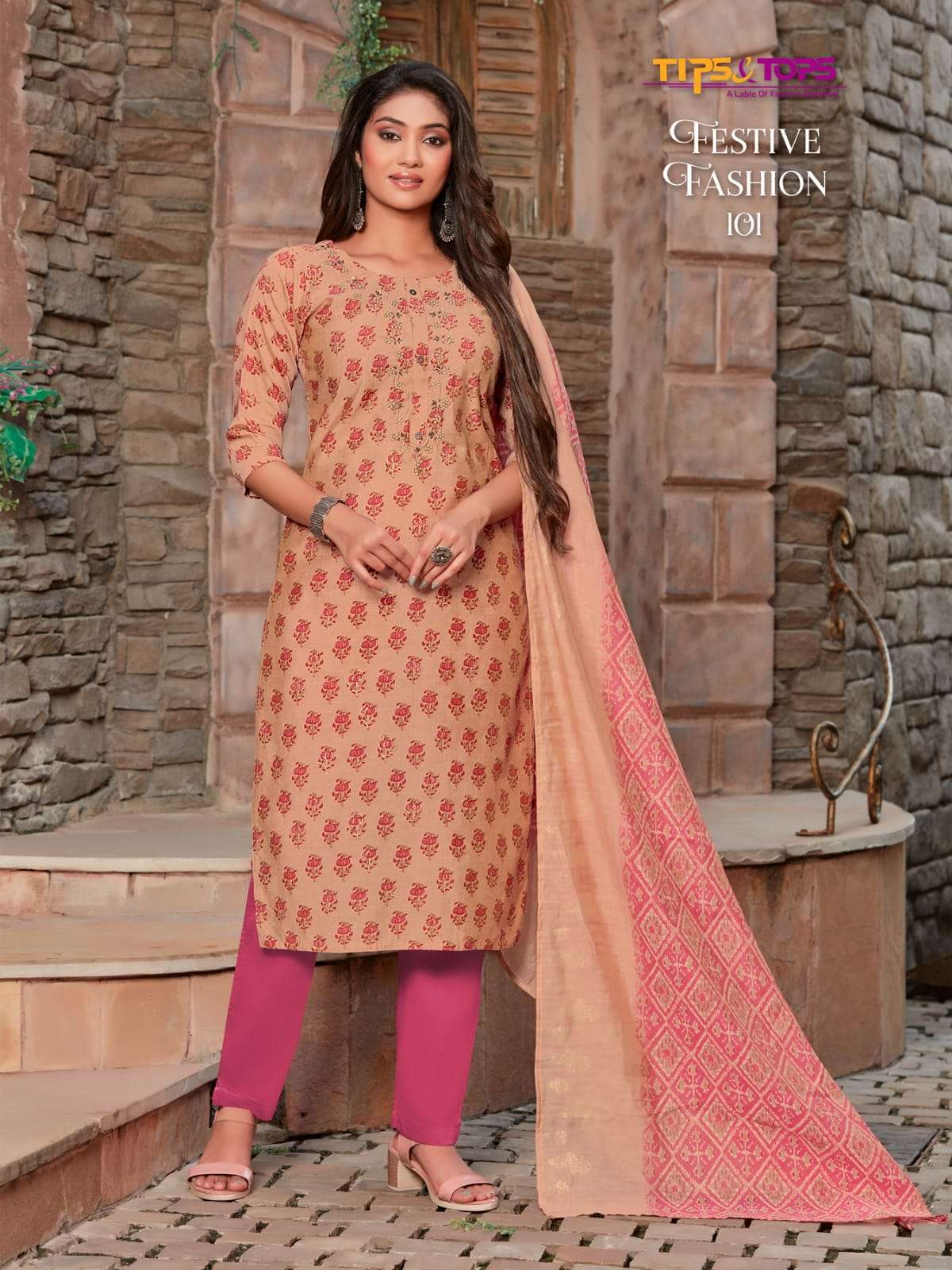 FESTIVE FASHION BY TIPS & TOPS 01 TO 06 SERIES CHANDERI MODAL DRESSES