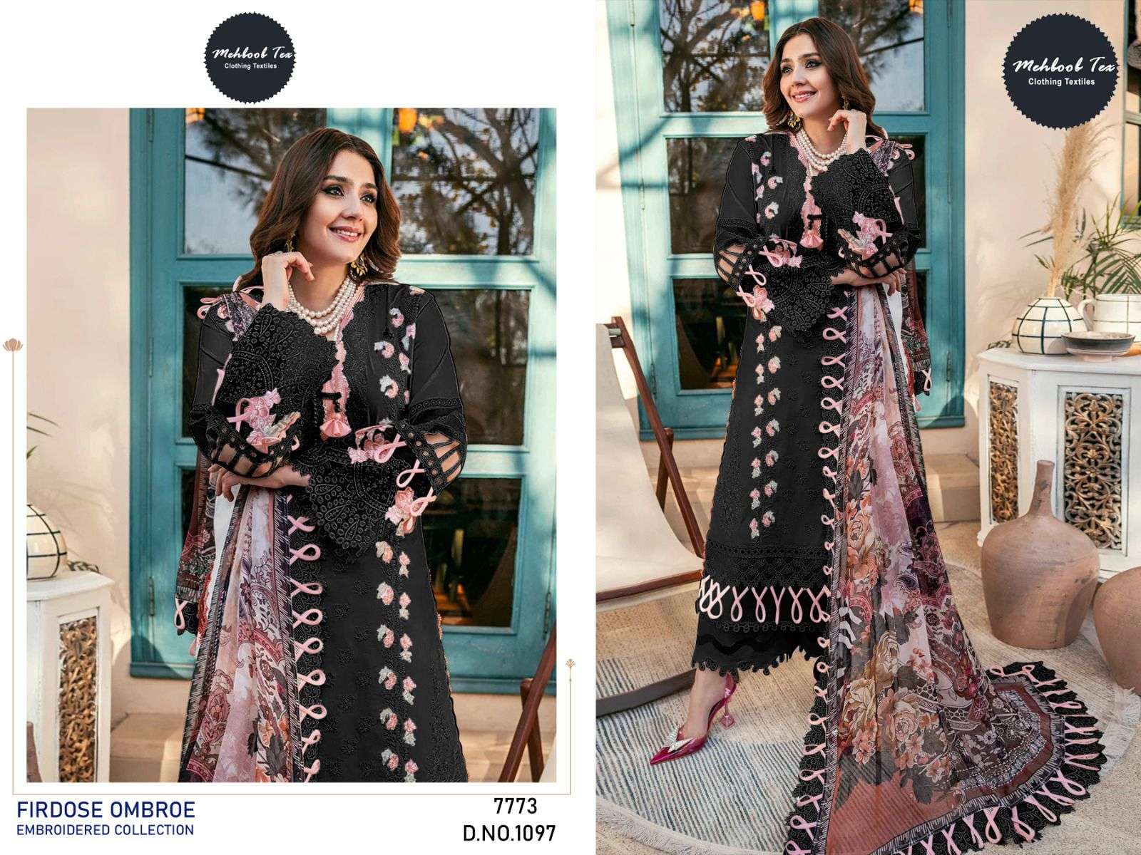 FIRDOSE OMBROE 1097 BY MEHBOOB TEX HEAVY COTTON EMBROIDERED DRESS