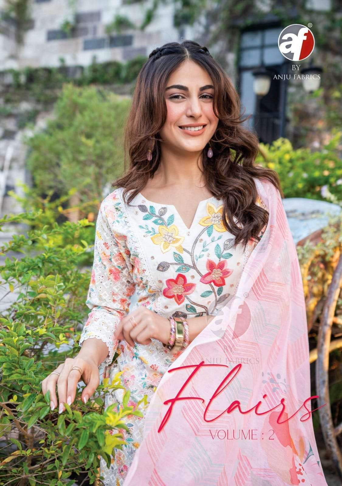 FLAIRS VOL-2 BY ANJU FABRICS 3001 TO 3006 SERIES COTTON SCHIFFLI DRESSES