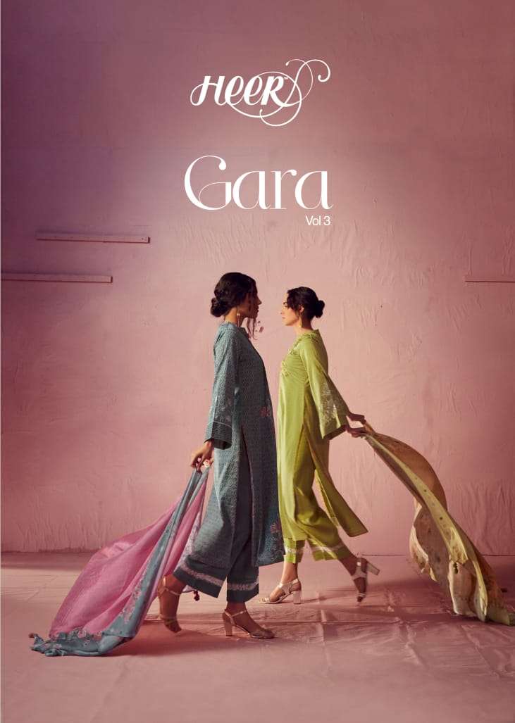 GARA VOL-3 BY HEER 9111 TO 9118 SERIES PURE COTTON SATIN BANDHANI DRESSES