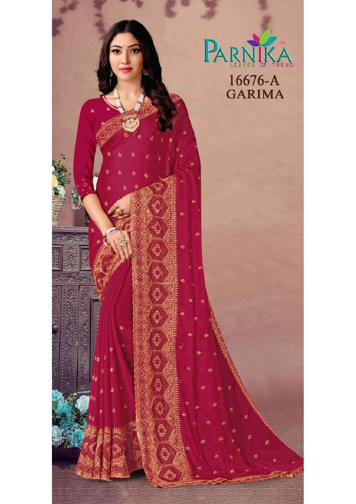 GARIMA 16676 BY PARNIKA FANCY SATIN CHIFFON DESIGNER SAREES