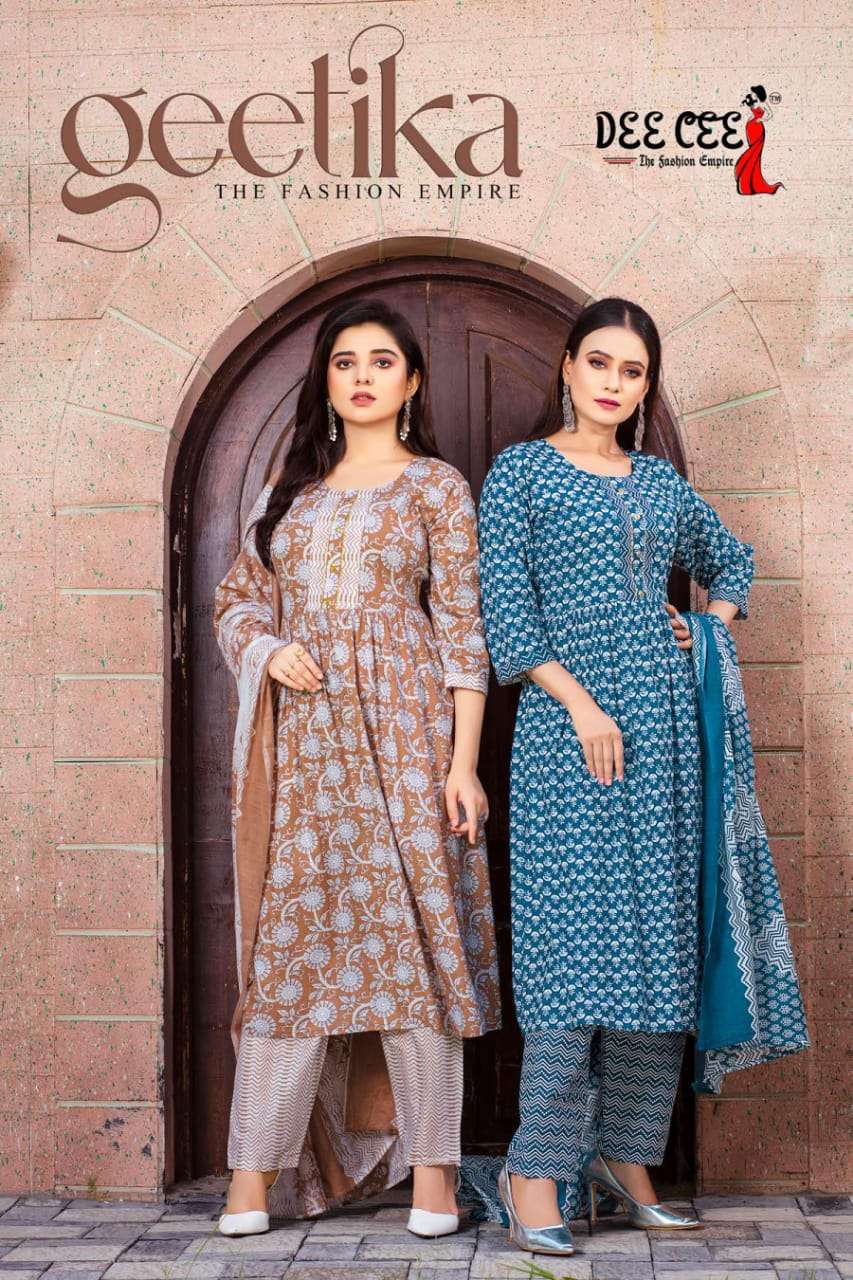 GEETIKA BY DEE CEE 1001 TO 1006 SERIES DESIGNER COTTON DYED DRESSES