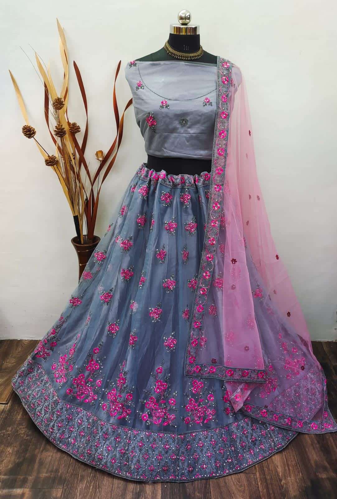 GP AASHI VOL-7 BY ASLIWHOLESALE BRIDAL NET HEAVY LEHENGAS