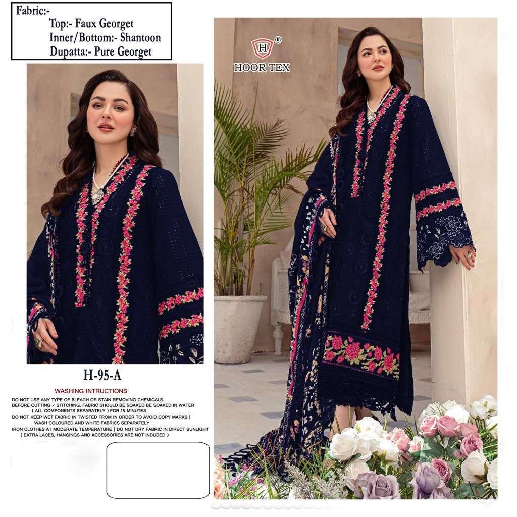 H-95 COLOURS BY HOOR TEX 95-A TO 95-E FAUX GEORGETTE WORK DRESSES