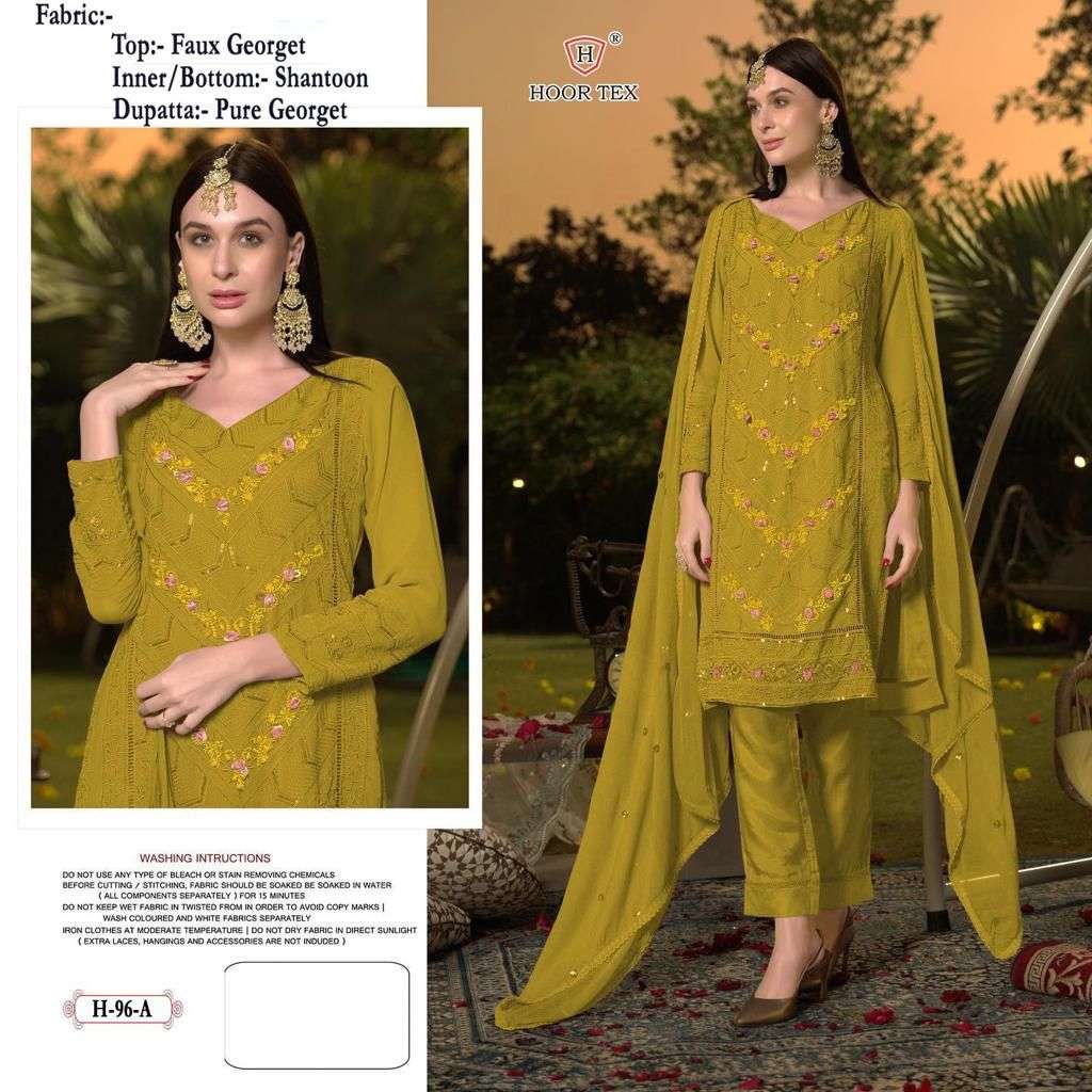 H-96 COLOURS BY HOOR TEX 93-A TO 93-G FAUX GEORGETTE WORK DRESSES