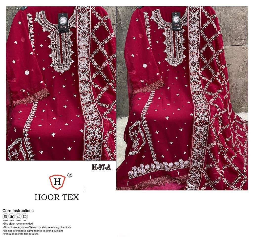 H-97 COLOURS BY HOOR TEX 97-A TO 97-F FAUX GEORGETTE WORK DRESSES