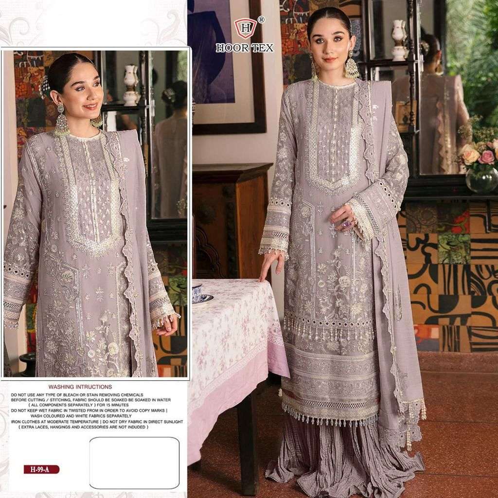 H-99 COLOURS BY HOOR TEX 93-A TO 93-C FAUX GEORGETTE WORK DRESSES