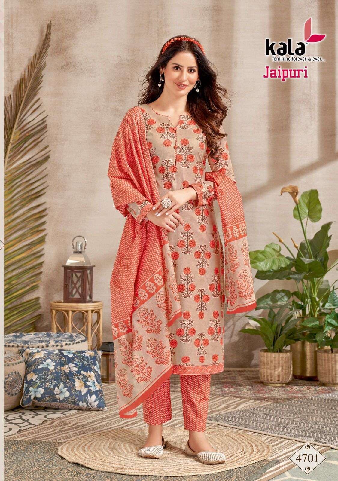 JAIPURI VOL-2 BY KALA 4701 TO 4712 SERIES COTTON PRINT DRESSES