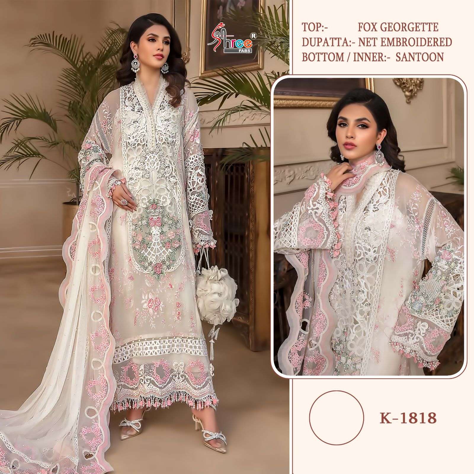 K-1818-1819 HITS BY SHREE FABS HEAVY FOX GERGETTE PAKISTANI DRESSES