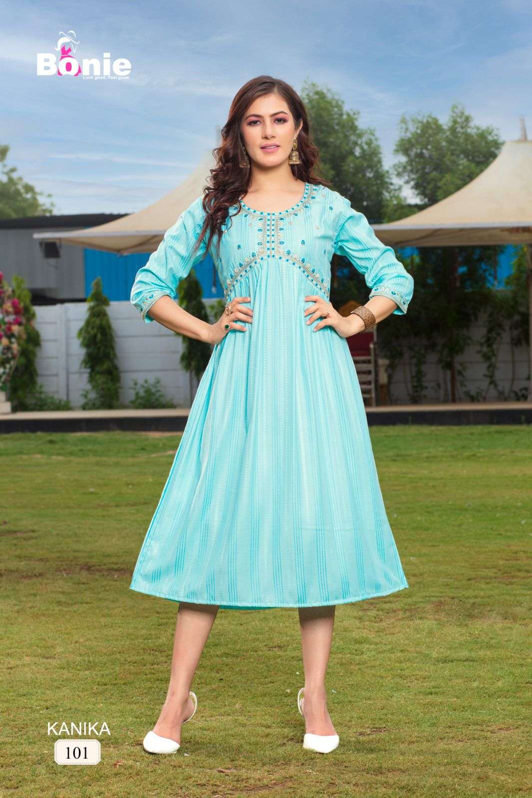 KANIKA BY BONIE 1001 TO 1006 SERIES RAYON PRINTED STITCHED KURTIS