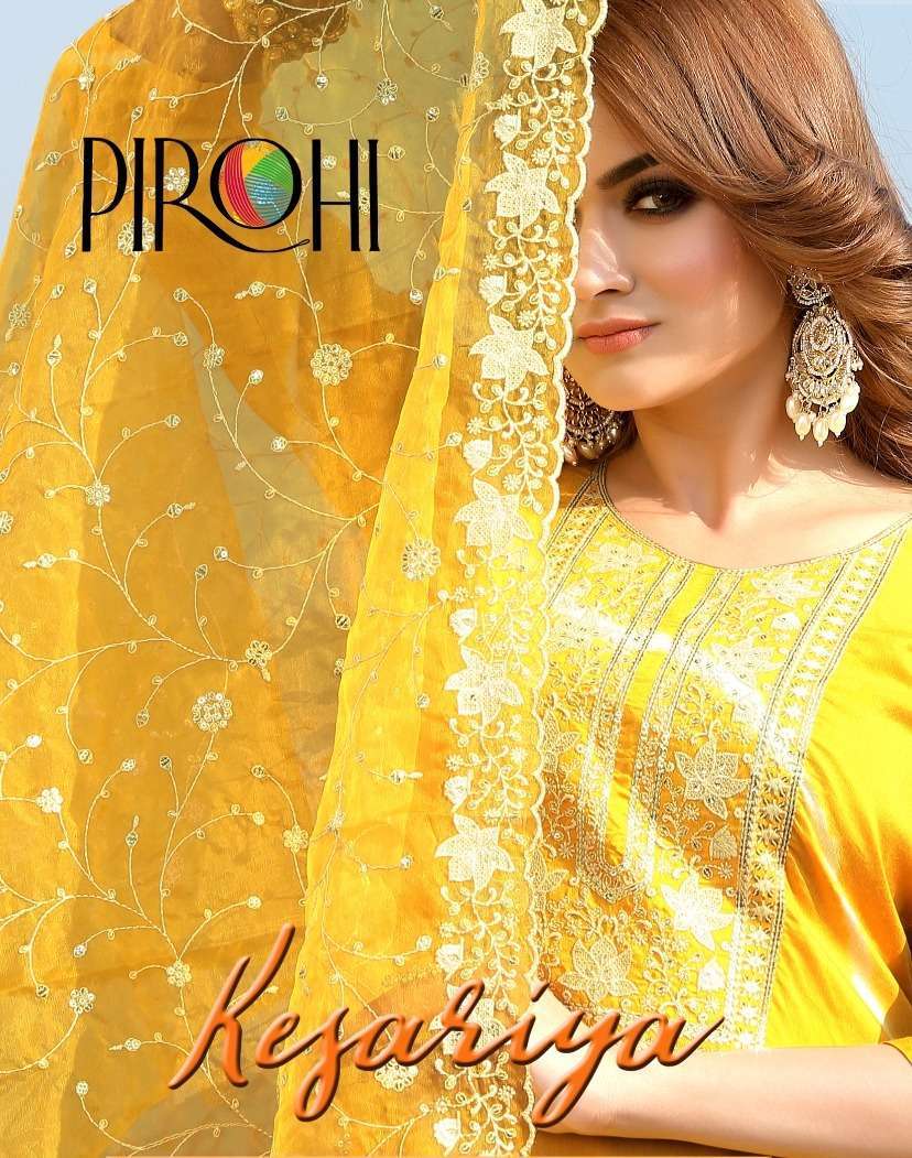 KESARIYA BY PIROHI 5940 TO 5943 SERIES DESIGNER SHIBORI SILK STITCHED DRESSES