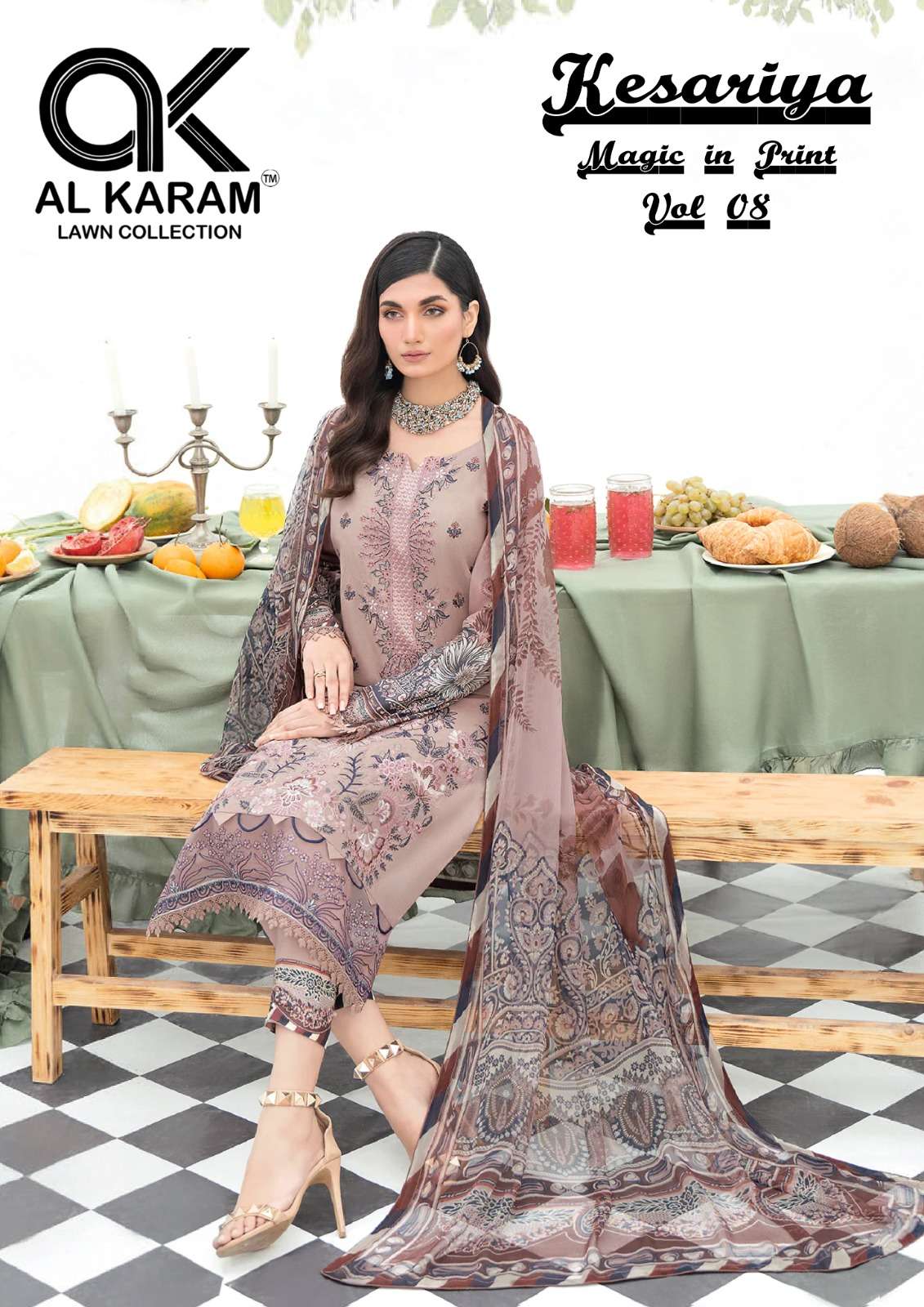 KESARIYA MAGIC IN PRINT VOL-8 BY AL KARAM 8001 TO 8006 SERIES CAMBRIC COTTON DRESSES