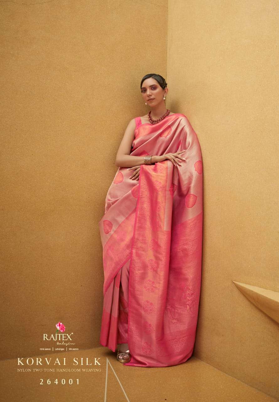 KORVAI SILK BY RAJTEX 264001 TO 264006 NYLON TWO TONE HANDLOOM WEAVING SILK SAREES