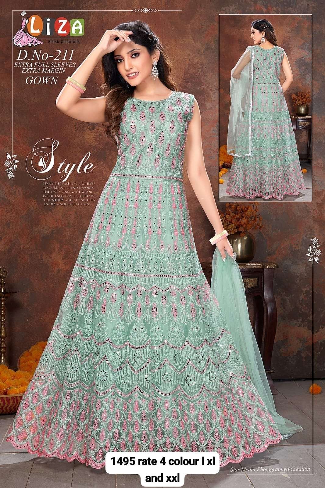 LIZA ANARKALI BY ASLIWHOLESALE INDIAN HEAVY DESIGNER STITCHED GOWNS