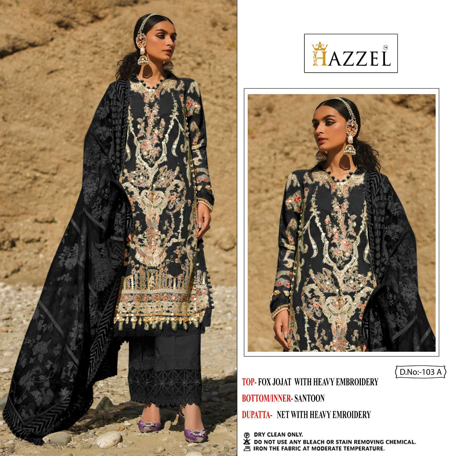 M-103 COLOURS BY HAZZEL HEAVY FOX GEROGETTE WORK PAKISTANI DRESSES