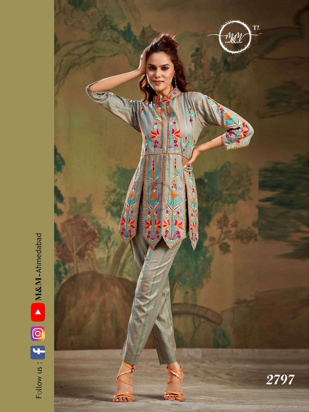 M&M 2797 BY M&M LATEST STYLISH DESIGNER PURE COTTON TOP WITH PANT