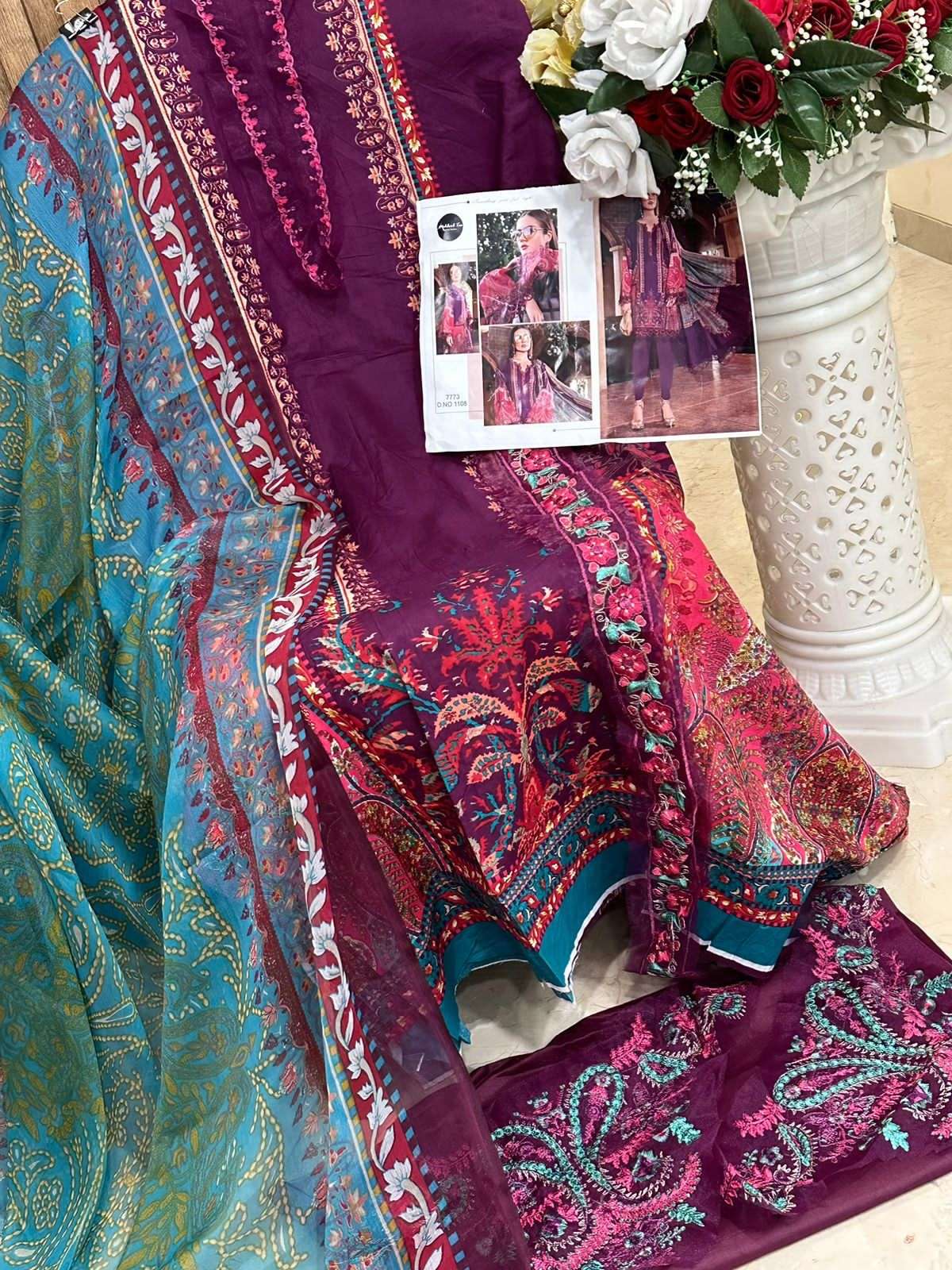 M PRINT SPRING SUMMER 1108 BY MEHBOOB TEX HEAVY COTTON EMBROIDERED DRESS