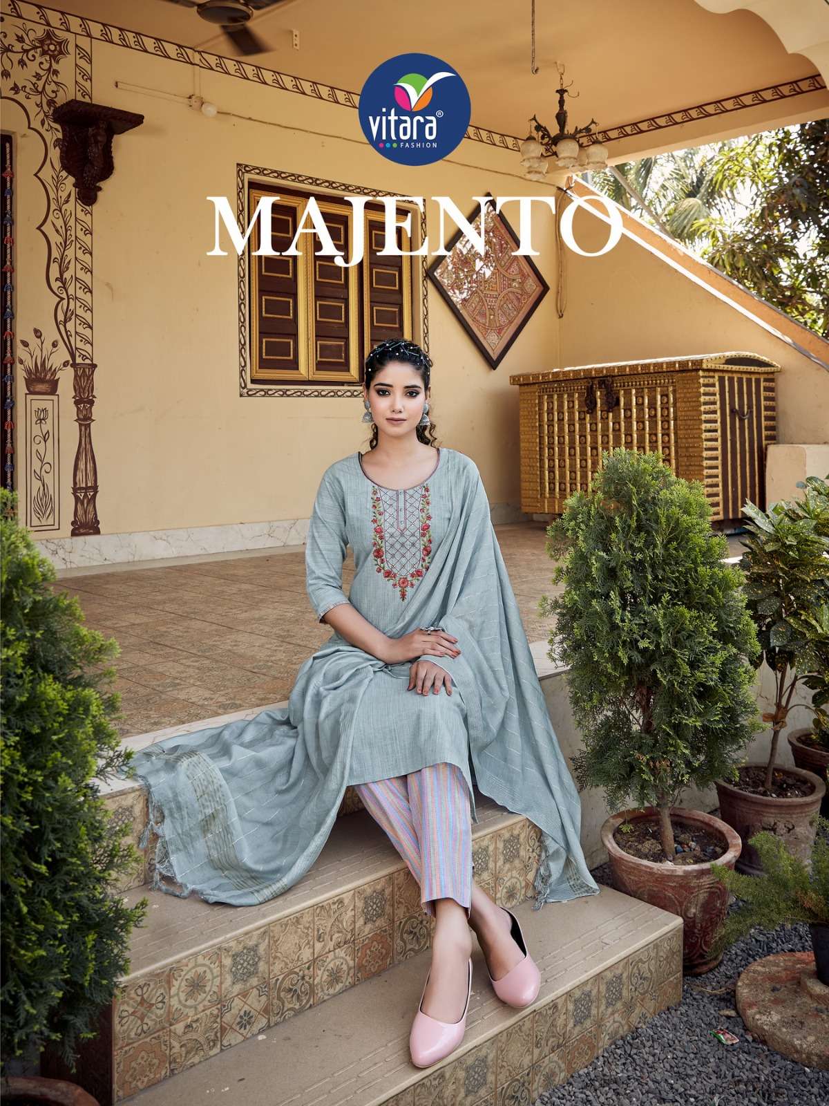 MAJENTO BY VITARA FASHION 1001 TO 1005 SERIES COTTON STITCHED DRESSES