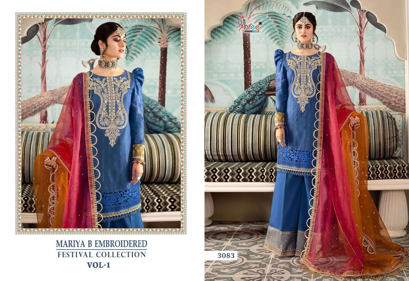 MARIA B EMBROIDERED FESTIVAL COLLECTION VOL-01 NX-2 BY SHREE FABS LAWN PAKISTANI DRESSES