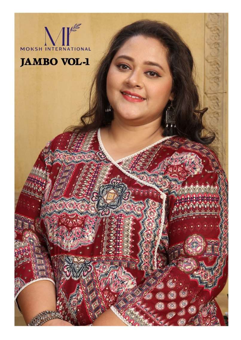 MOKSH JAMBO VOL-1 BY ASLIWHOLESALE DESIGNER RAYON LONG KURTIS