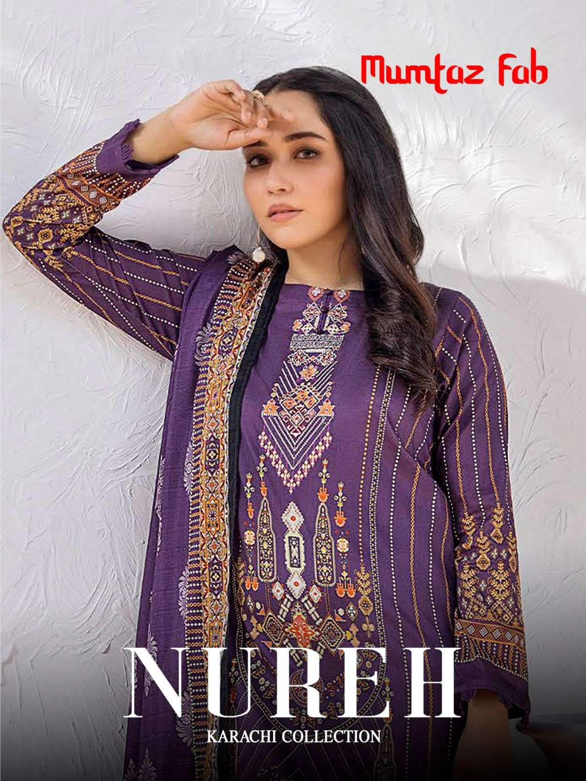 MUMTAZ FAB NUREH BY ASLIWHOLESALE 1001 TO 1006 SERIES COTTON EMBROIDERY DRESSES