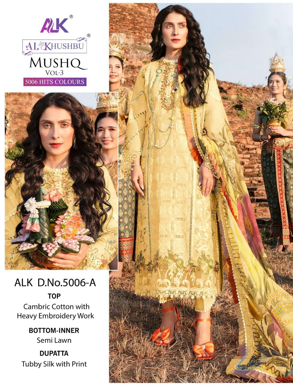 MUSHQ VOL-3 5006 BY AL KHUSHBU DESIGNER CAMBRIC COTTON DRESSES