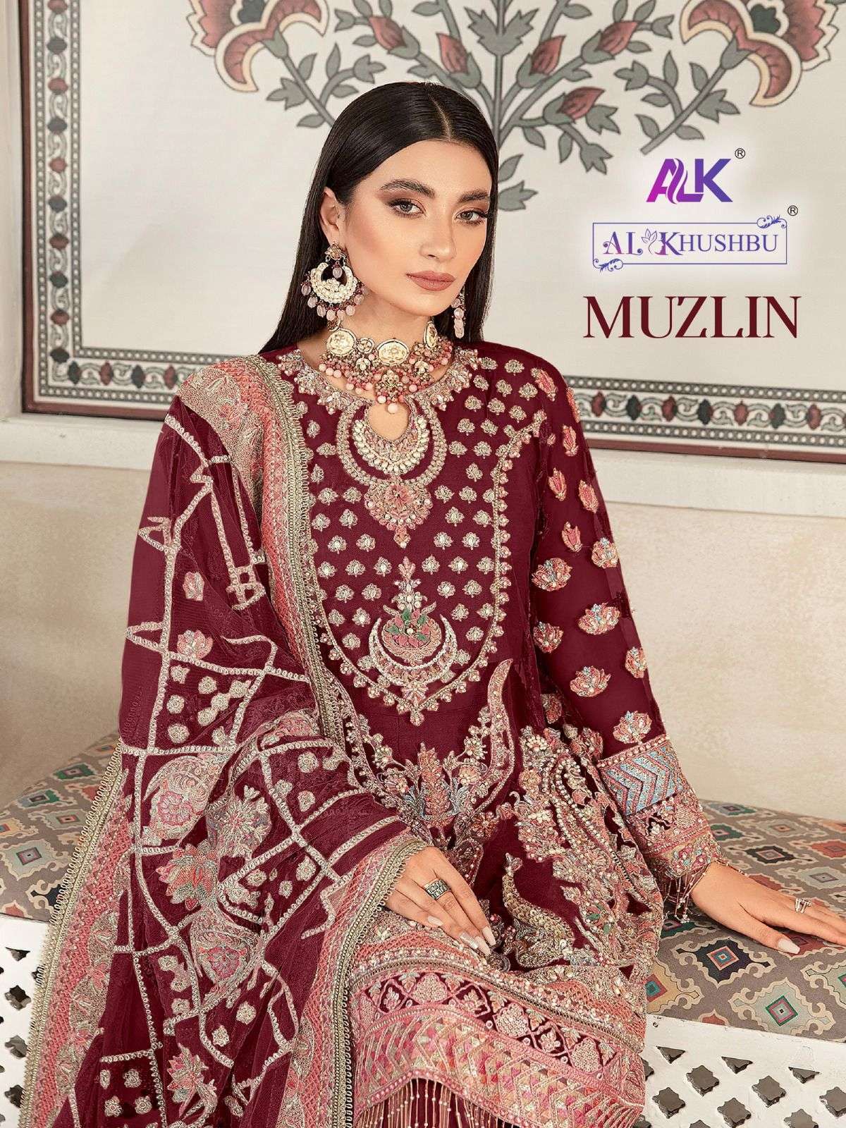 MUZLIN VOL-1 BY AL KHUSHBU 4022-A TO 4022-B GEORGETTE EMBROIDERY PAKISTANI DRESS