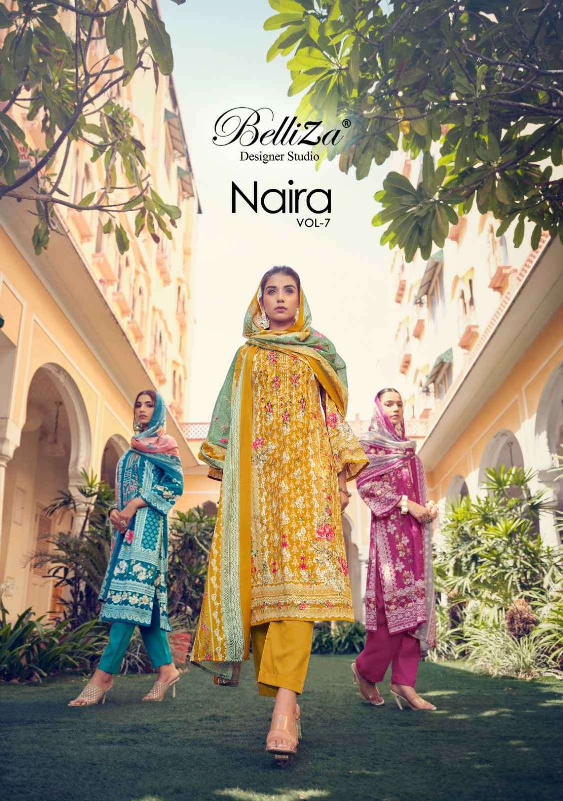 NAIRA VOL-7 BY BELLIZA 791-001 TO 791-010 SERIES COTTON EMBROIDERY DRESSES