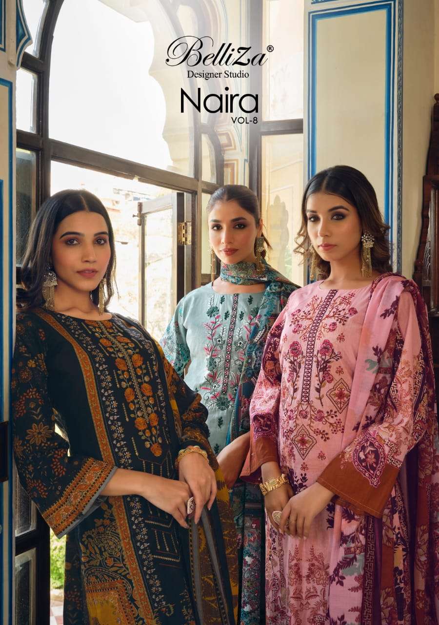 NAIRA VOL-8 BY BELLIZA 788-001 TO 788-010 SERIES COTTON EMBROIDERY DRESSES