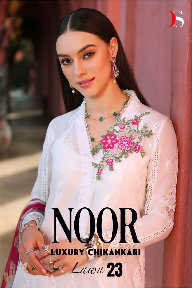 NOOR LUXURY CHIKANKARI LAWN 23 BY DEEPSY SUITS 3191 TO 3196 SERIES COTTON DRESSES