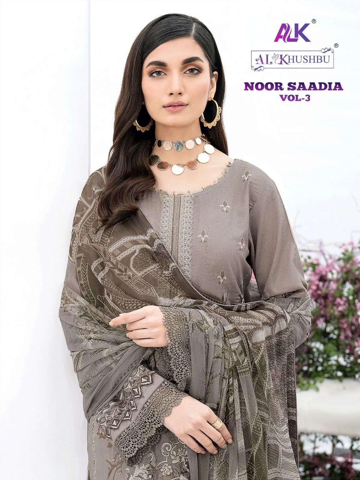 NOOR SAADIA VOL-3 BY AL KHUSHBU 5001 TO 5004 SERIES COTTON DRESSES