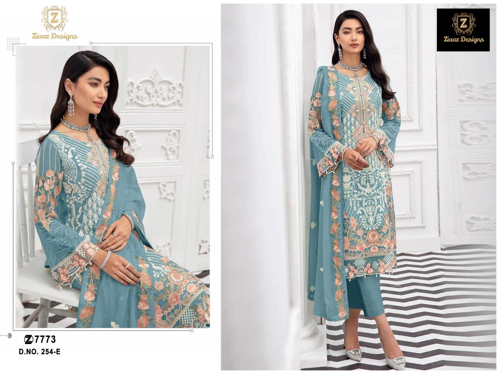 NOORJAHAN 254 COLOURS BY ZIAAZ DESIGNS HEAVY GEORGETTE EMBROIDERY DRESS