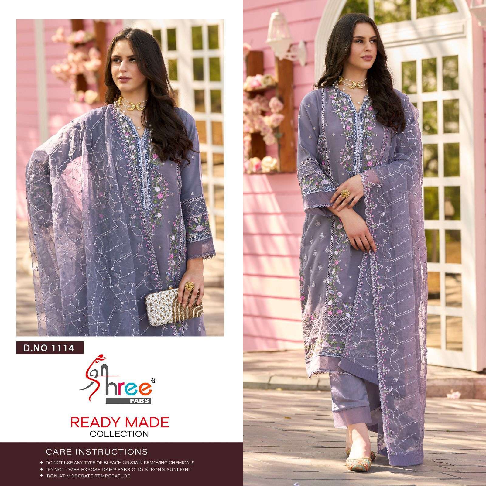 R-1114 COLOURS BY SHREE FABS ORGANZA EMBROIDERY STITCHED PAKISTANI DRESS