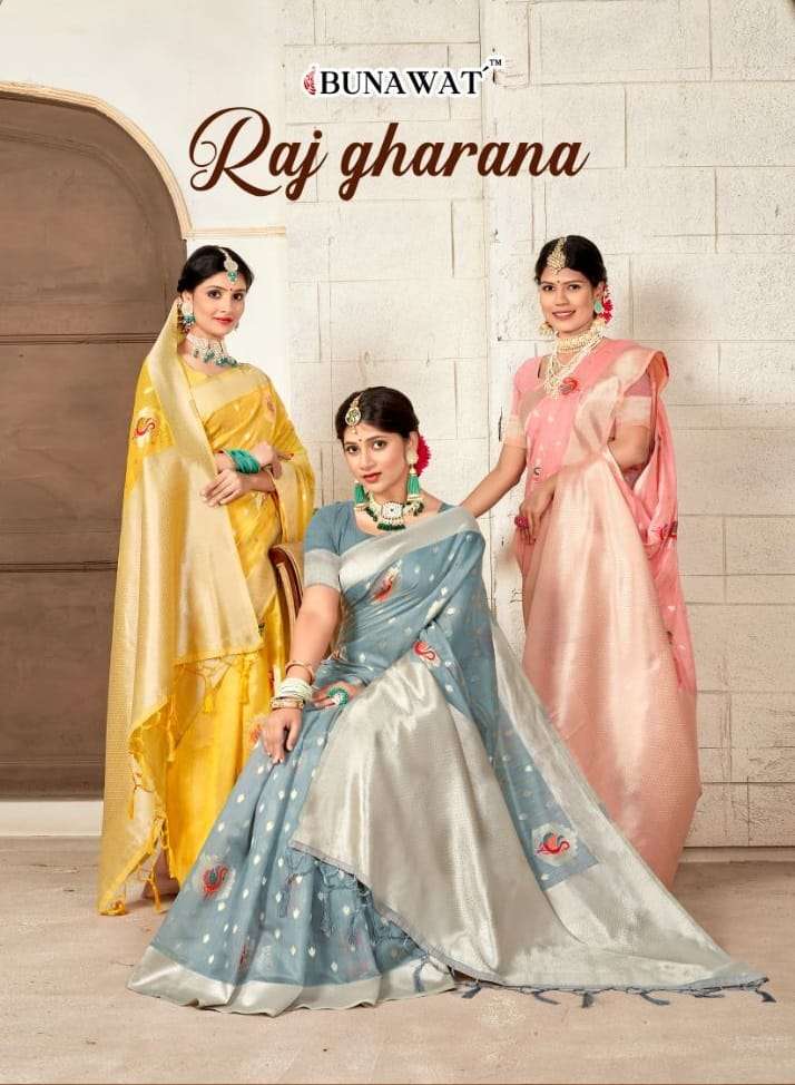 RAJ GHARANA BY BUNAWAT 1001 TO 1006 SERIES COTTON WORK SAREES