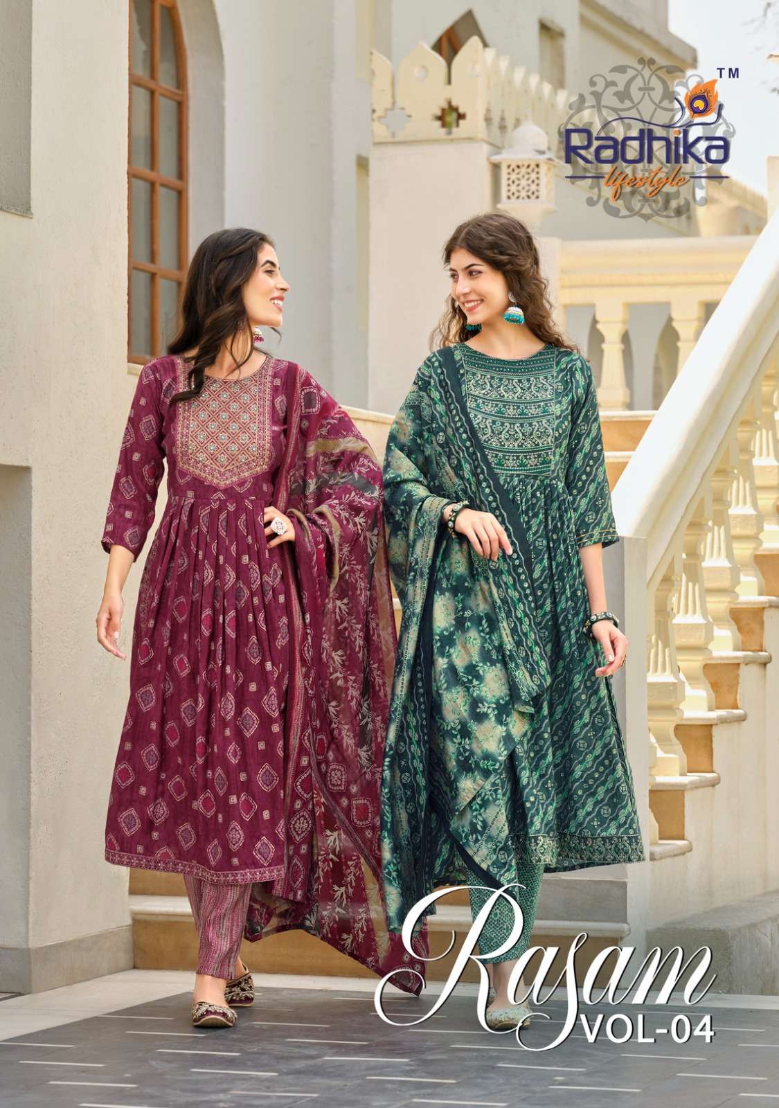 RASAM VOL-4 BY RADHIKA LIFESTYLE 4001 TO 4008 SERIES MODAL MUSLIN DRESSES