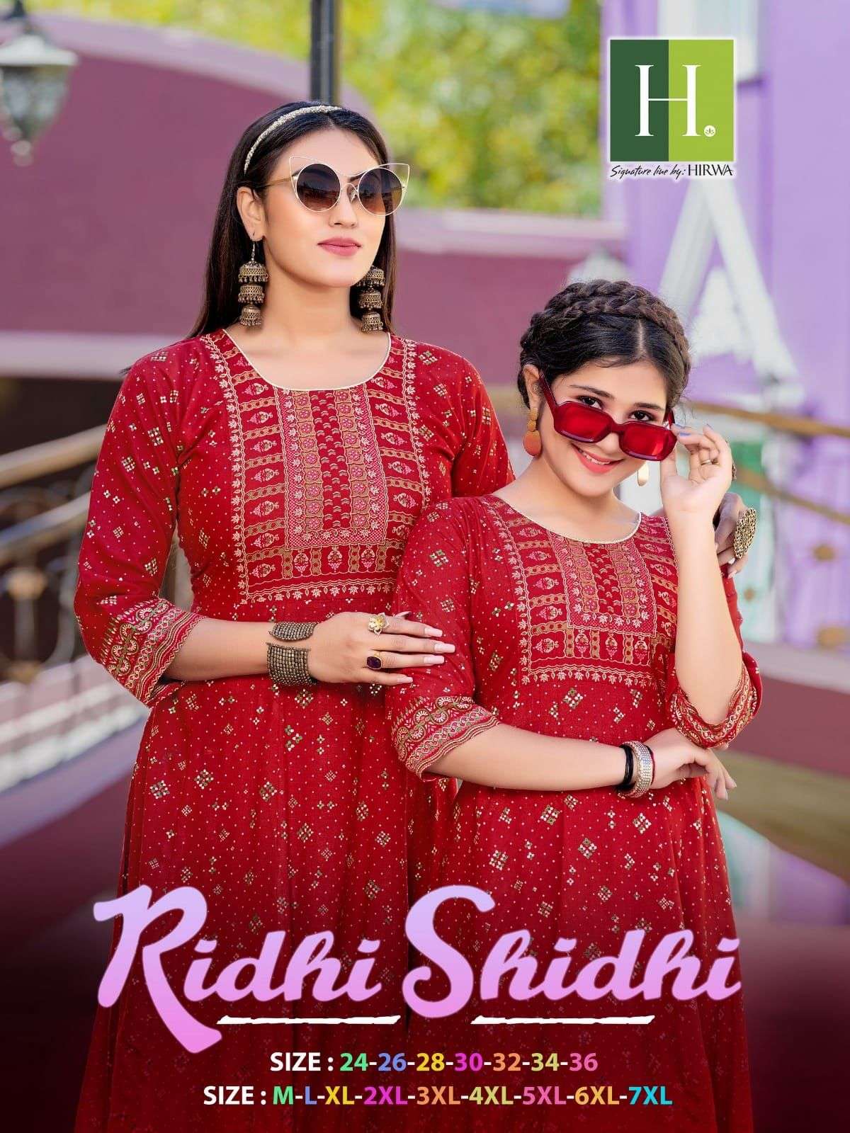 RIDHI SHIDHI BY H DOT 1001 TO 1010 SERIES RAYON PRINTED MOTHER & DAUGHTER KURTIS