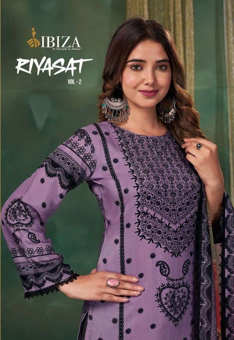 RIYASAT VOL-2 BY IBIZA 10399 TO 10402 SERIES MUSLIN EMBROIDERED DRESSES