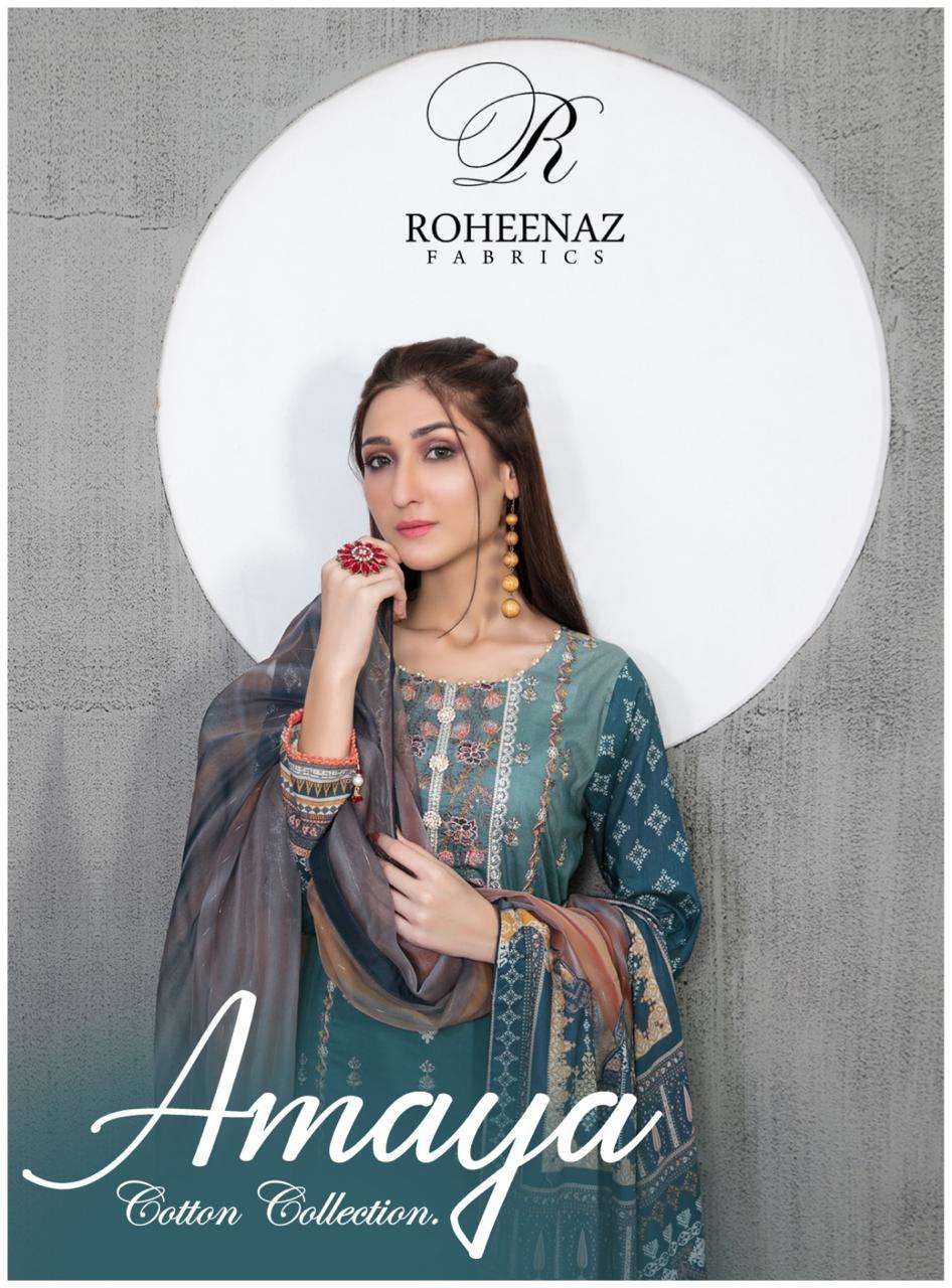 ROHEENAZ AMAYA BY ASLIWHOLESALE 1001 TO 1006 SERIES COTTON EMBROIDERY DRESSES