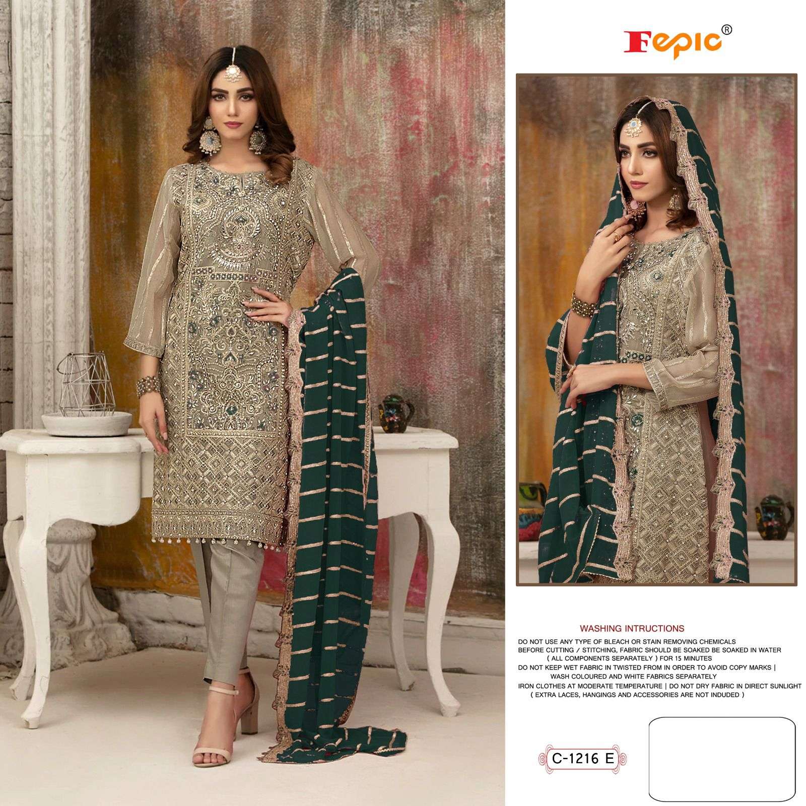 ROSEMEEN 1216 COLOURS BY FEPIC 1216-E TO 1216-H SERIES FAUX GEORGETTE DRESSES