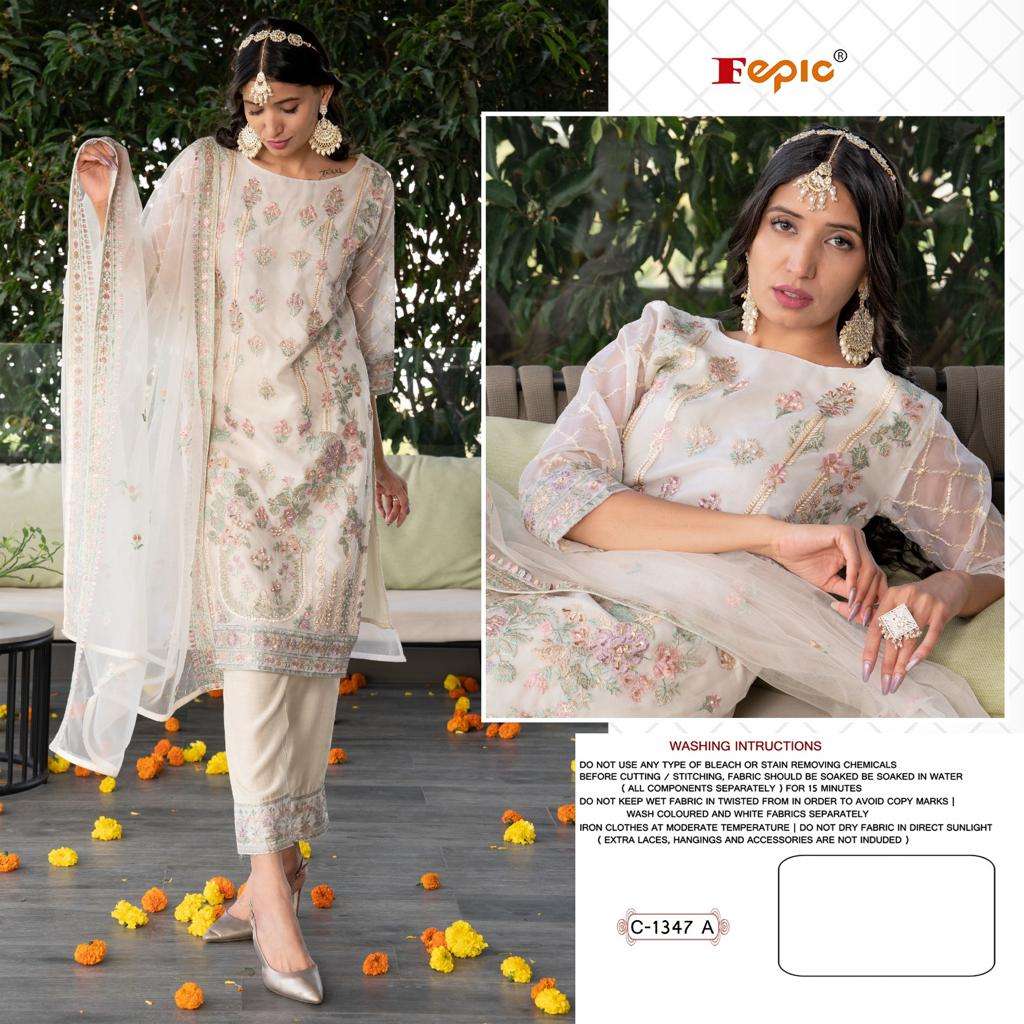 ROSEMEEN C 1347 COLOURS BY FEPIC DESIGNER HEAVY ORGANZA PAKISTANI DRESSES