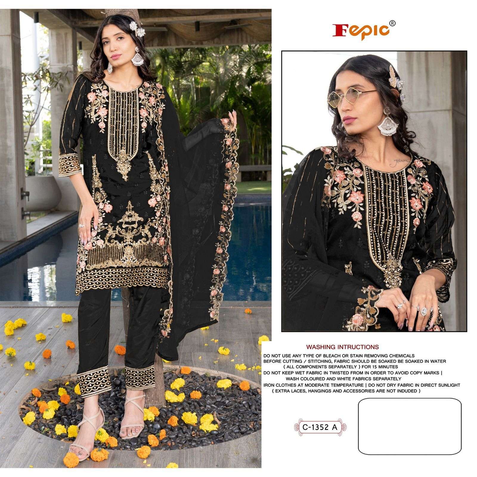 ROSEMEEN C-1352 COLOURS BY FEPIC 1352-A TO 1352-D SERIES ORGANZA PAKISTANI DRESSES