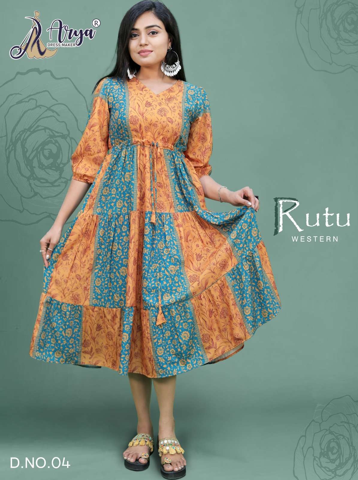 RUTU WESTERN BY ARYA DRESS MAKER 01 TO 06 SERIES RAYON KURTIS