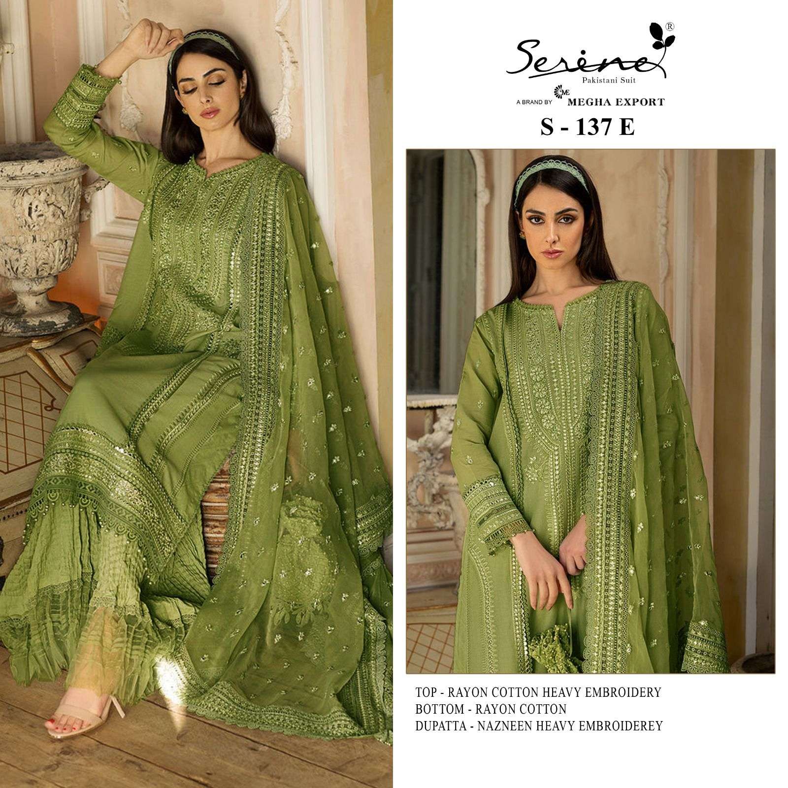 S-137 COLOURS BY SERENE S-137-E TO S-137-H RAYON COTTON EMBRODERY PAKISTANI DRESS