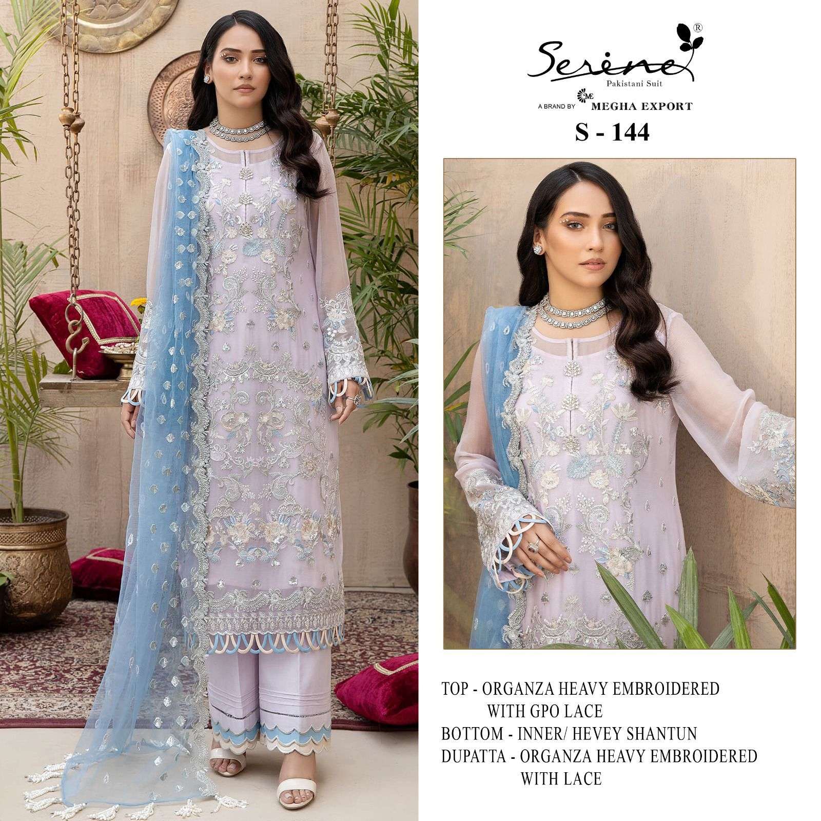 S-144 HIT DESIGN BY SERENE FAUX GEORGETTE EMBRODERY PAKISTANI DRESS