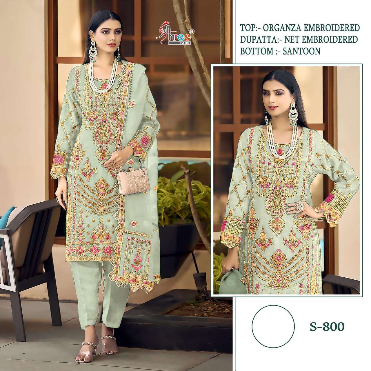 S-800 COLOURS BY SHREE FABS ORGANZA EMBROIDERY PAKISTANI DRESSES