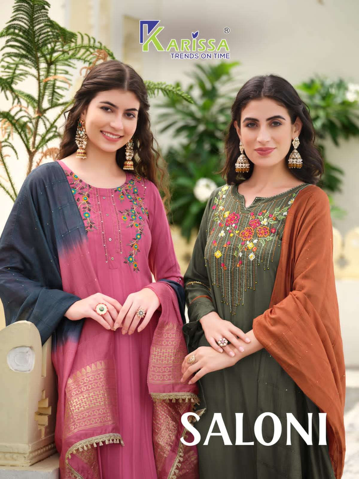 SALONI BY KARISSA 1001 TO 1006 SERIES LIVA RAYON WORK STITCHED DRESSES