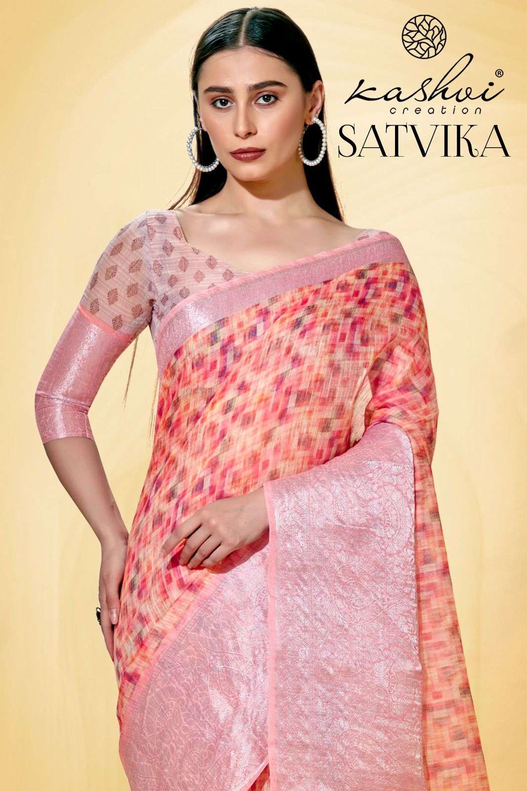 SATVIKA BY KASHVI CREATION DESIGNER FANCY LINEN JACQUARD SAREES