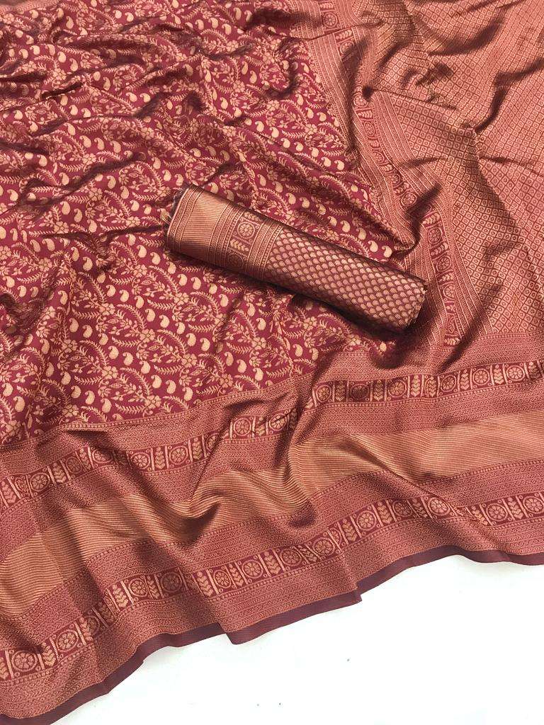 SC 533 MAROON BY ASLIWHOLESALE DESIGNER SOFT LITCHI SILK SAREES