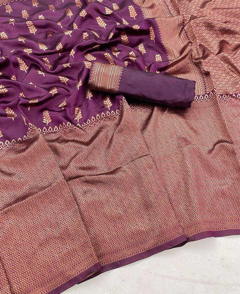 SC 542 WINE BY ASLIWHOLESALE DESIGNER SOFT LITCHI SILK SAREES