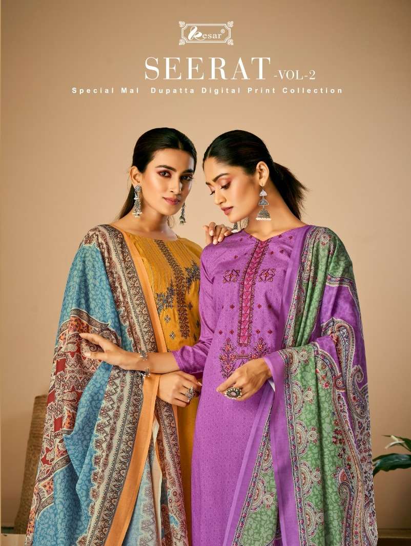 SEERAT VOL-2 BY KESAR 173-001 TO 173-006 SERIES PURE LAWN COTTON PRINTED DRESSES